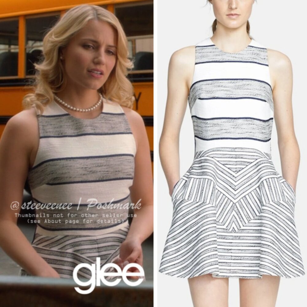 3.1 Phillip Lim Chevron Detail Full Skirt Dress ASO Quinn Fabray